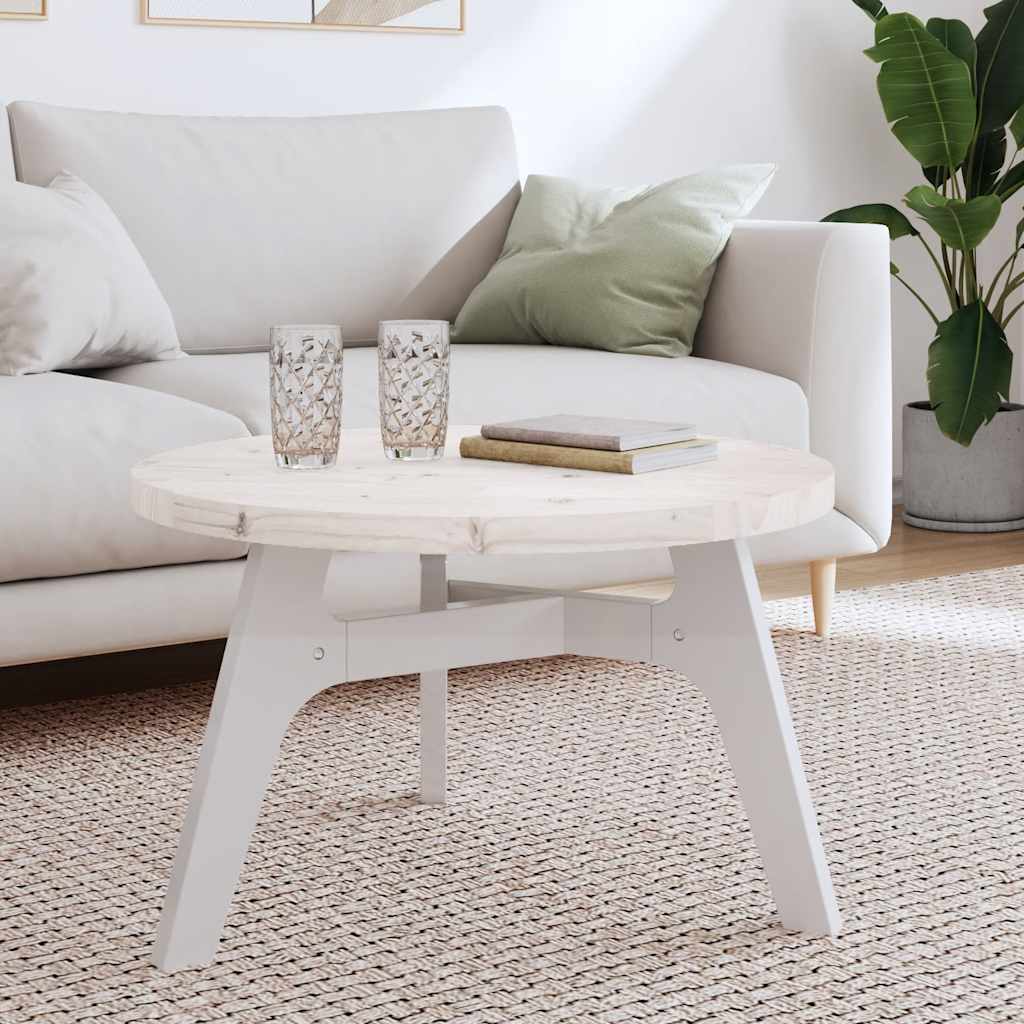 Solid Pine Round White Table Top Ø70x3 cm