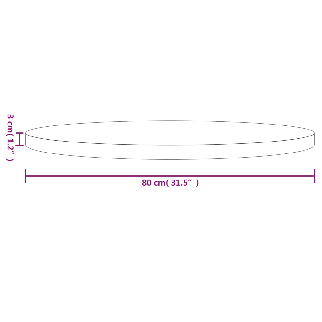 Round White Solid Pine Table Top - 80cm x 3cm Durable Design