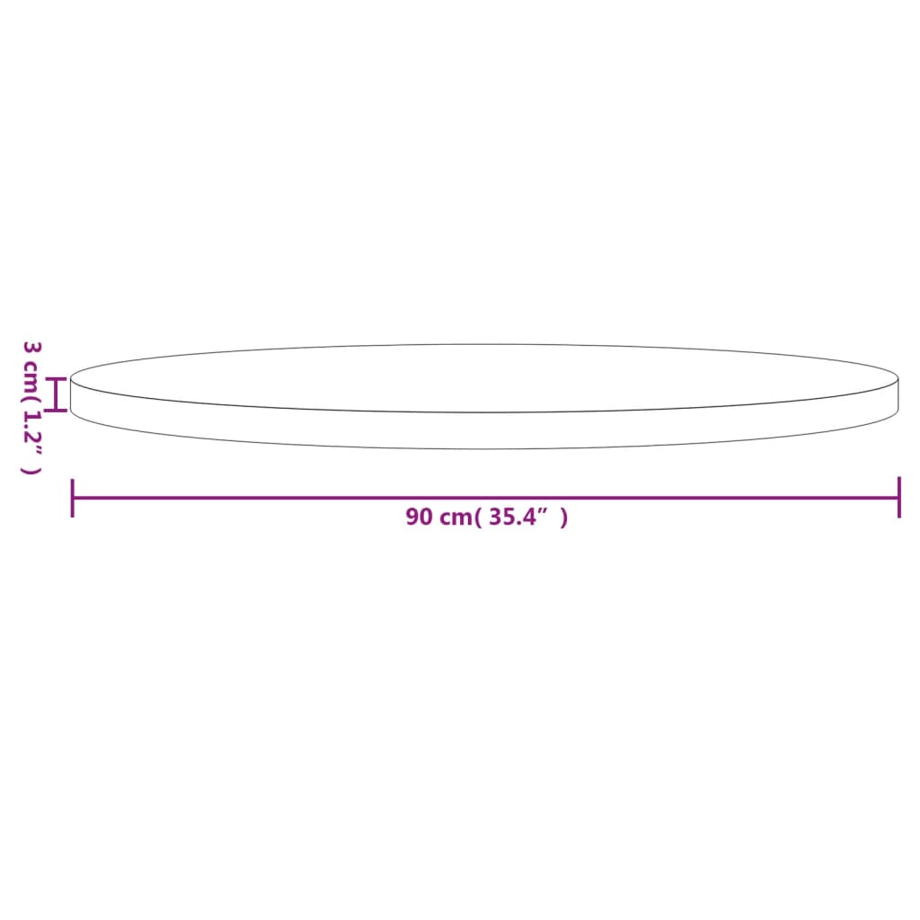 Solid Pine Wood Round Table Top Ø90x3cm - Natural Finish