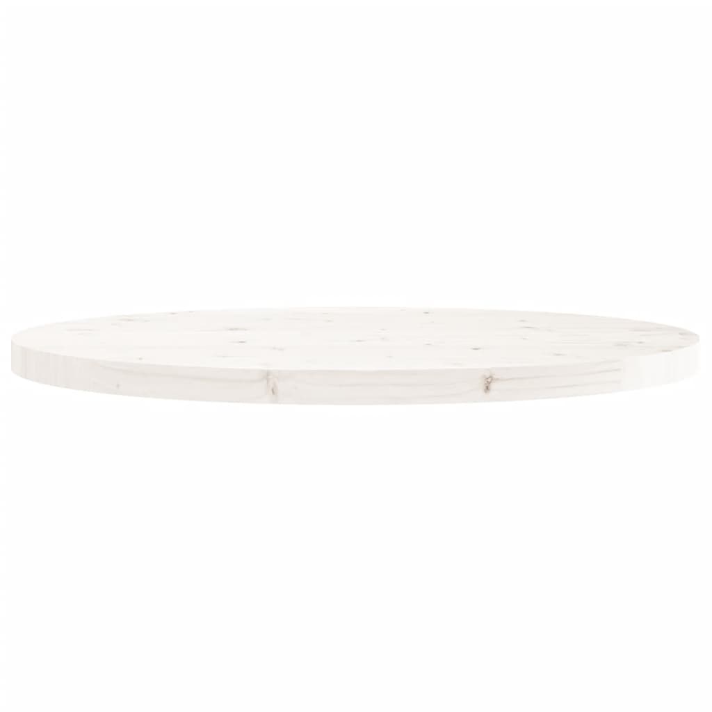 Solid Wood Pine Round Table Top - White Ø90x3 cm