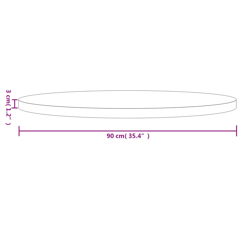 Solid Wood Pine Round Table Top - White Ø90x3 cm