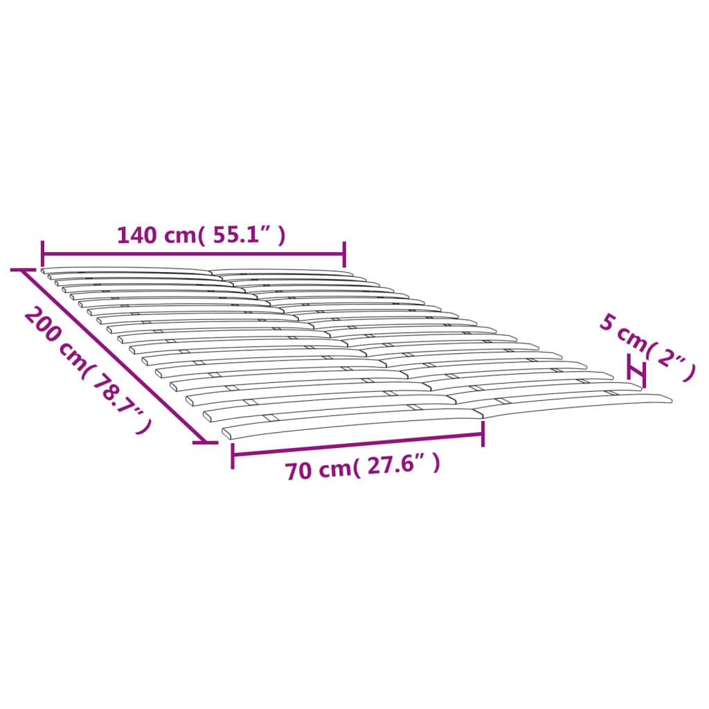Solid Pine Slatted Bed Bases - 34 Slats, 2pcs 70x200 cm