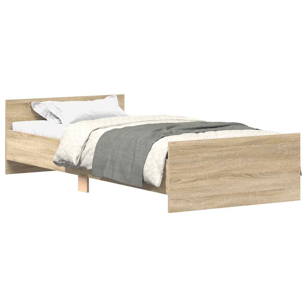 Sonoma Oak Engineered Wood Bed Frame 100x200 cm (No Mattress)