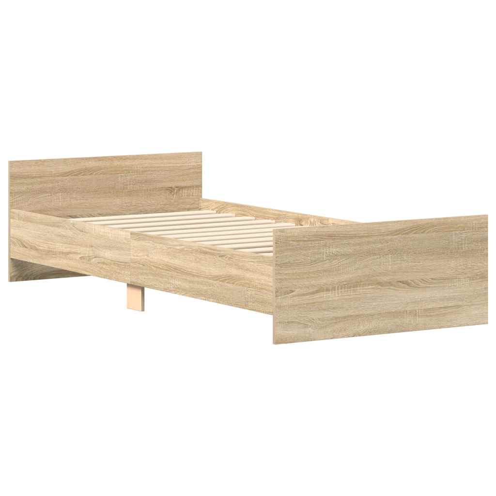 Sonoma Oak Engineered Wood Bed Frame 100x200 cm (No Mattress)