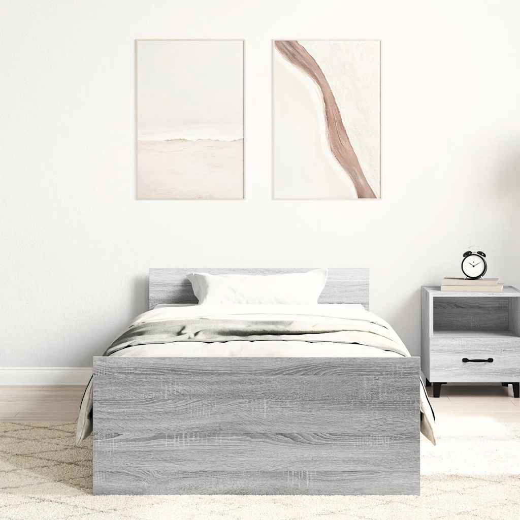Grey Sonoma Engineered Wood Bed Frame 100x200 cm - No Mattress