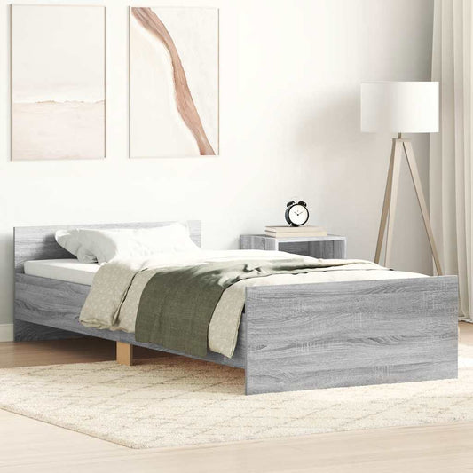 Grey Sonoma Engineered Wood Bed Frame 100x200 cm - No Mattress