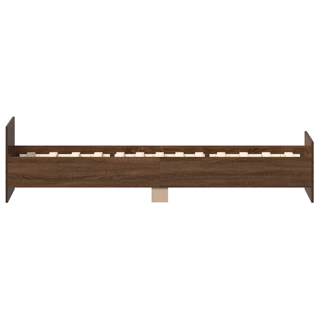 Brown Oak Engineered Wood Bed Frame 100x200 cm - No Mattress