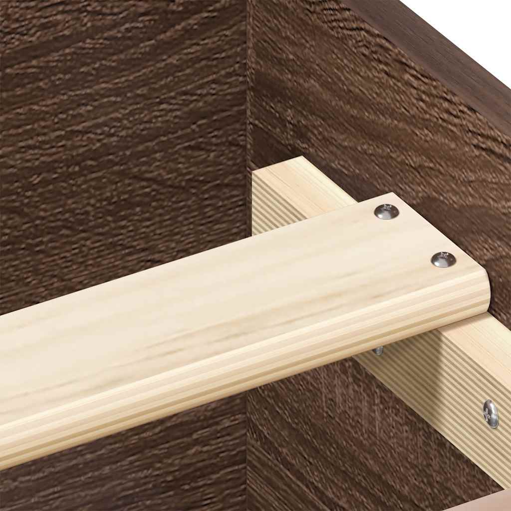 Brown Oak Engineered Wood Bed Frame 100x200 cm - No Mattress