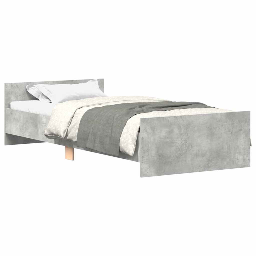 Concrete Grey Single Bed Frame 90x190 cm - No Mattress Included
