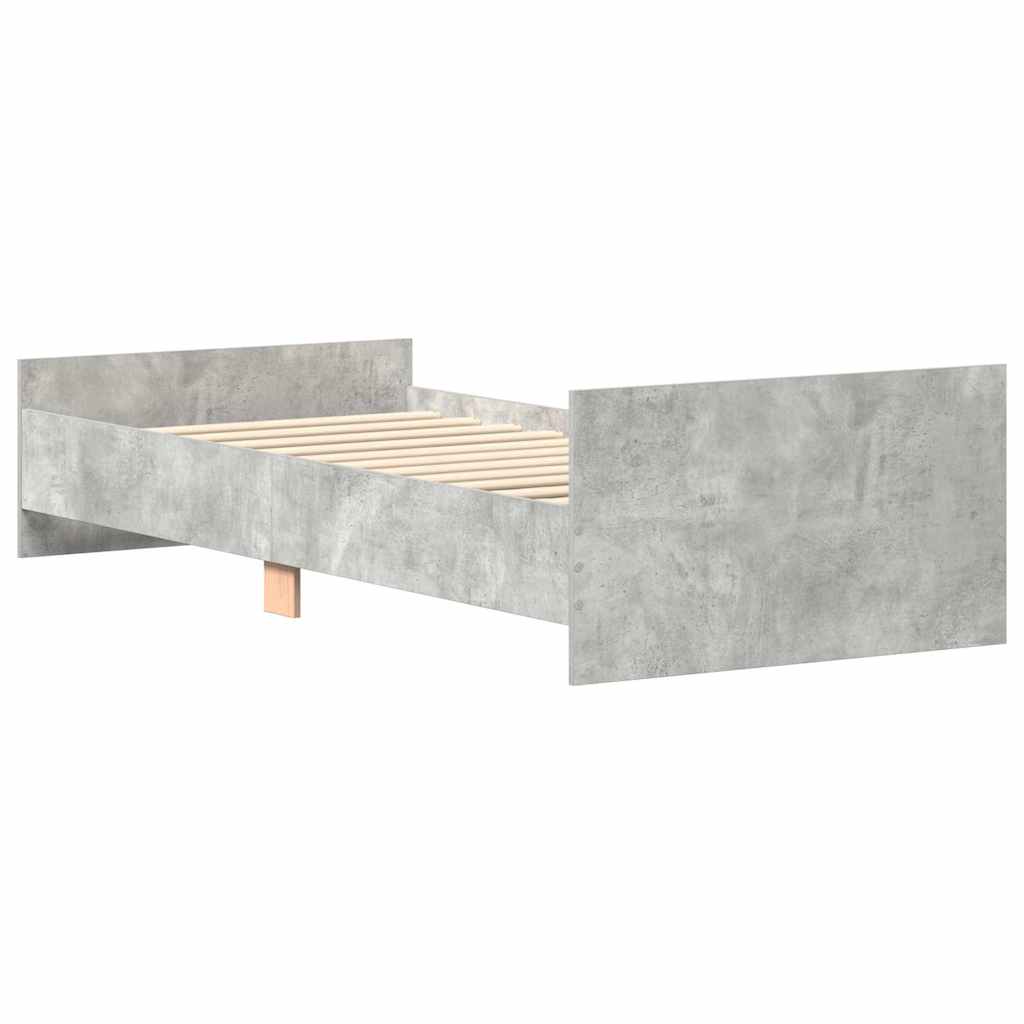 Concrete Grey Single Bed Frame 90x190 cm - No Mattress Included