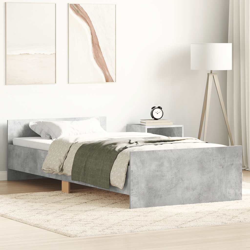 Concrete Grey Single Bed Frame 90x190 cm - No Mattress Included