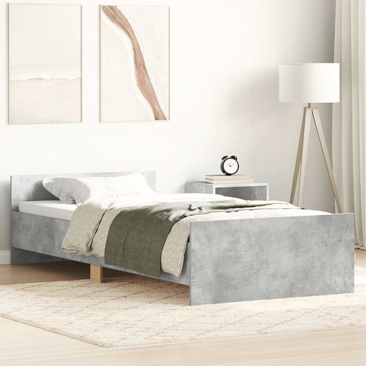 Concrete Grey Single Bed Frame 90x190 cm - No Mattress Included