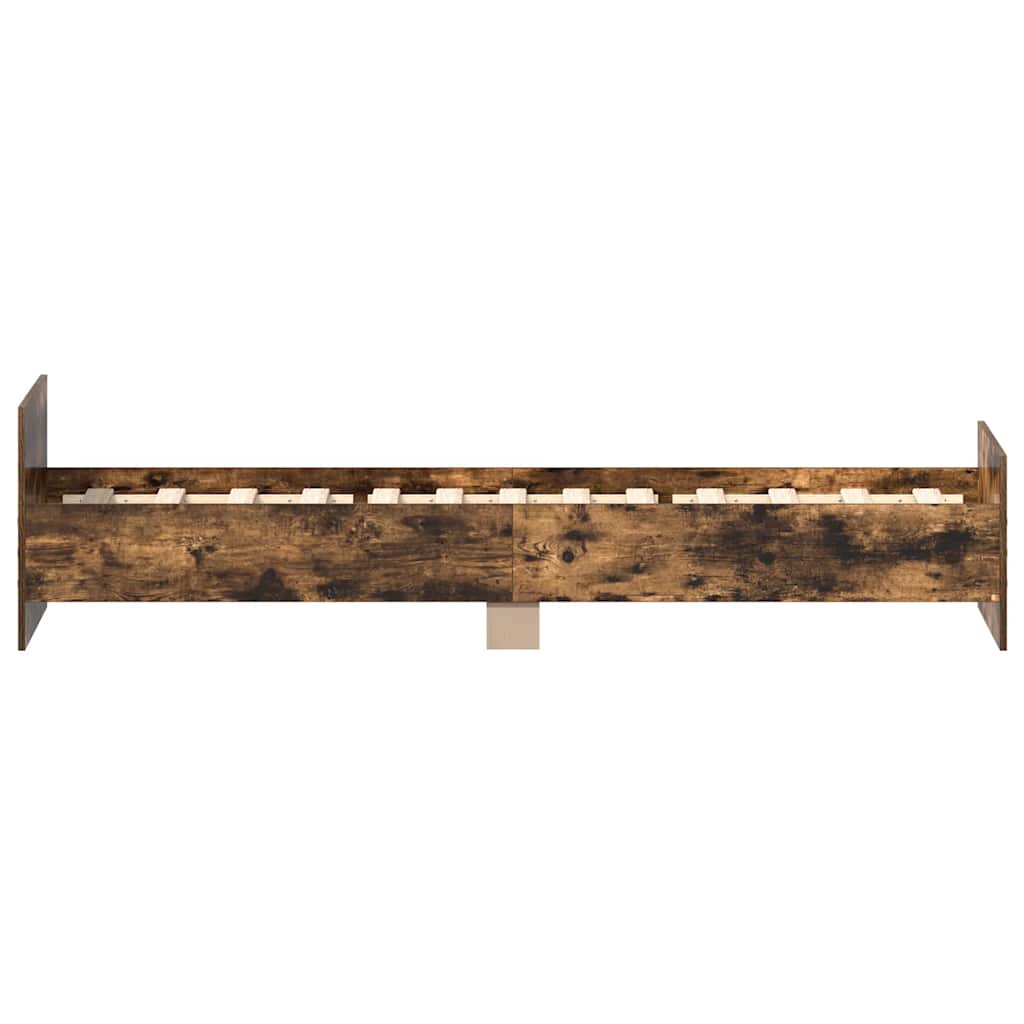 Single Bed Frame, Smoked Oak, 90x190 cm, Engineered Wood