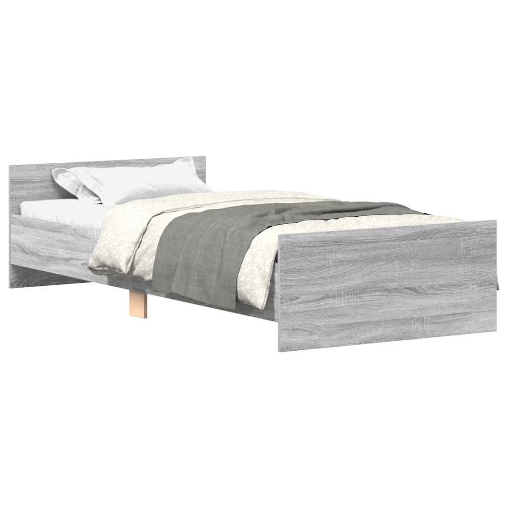 Grey Sonoma Wood Single Bed Frame 90x190 cm - No Mattress