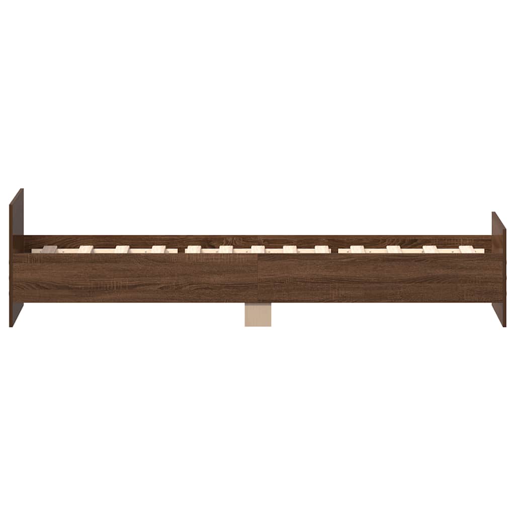 Brown Oak Single Bed Frame 90x190 cm - Engineered Wood