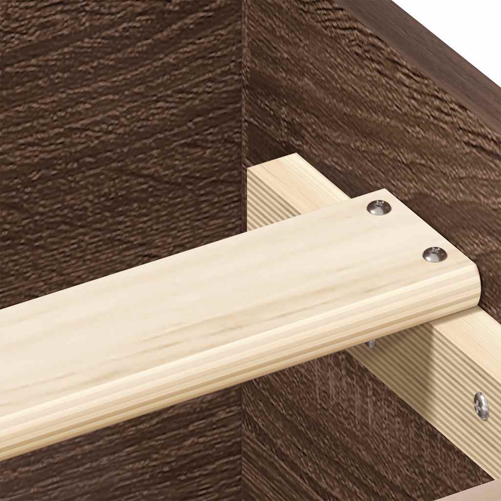 Brown Oak Single Bed Frame 90x190 cm - Engineered Wood
