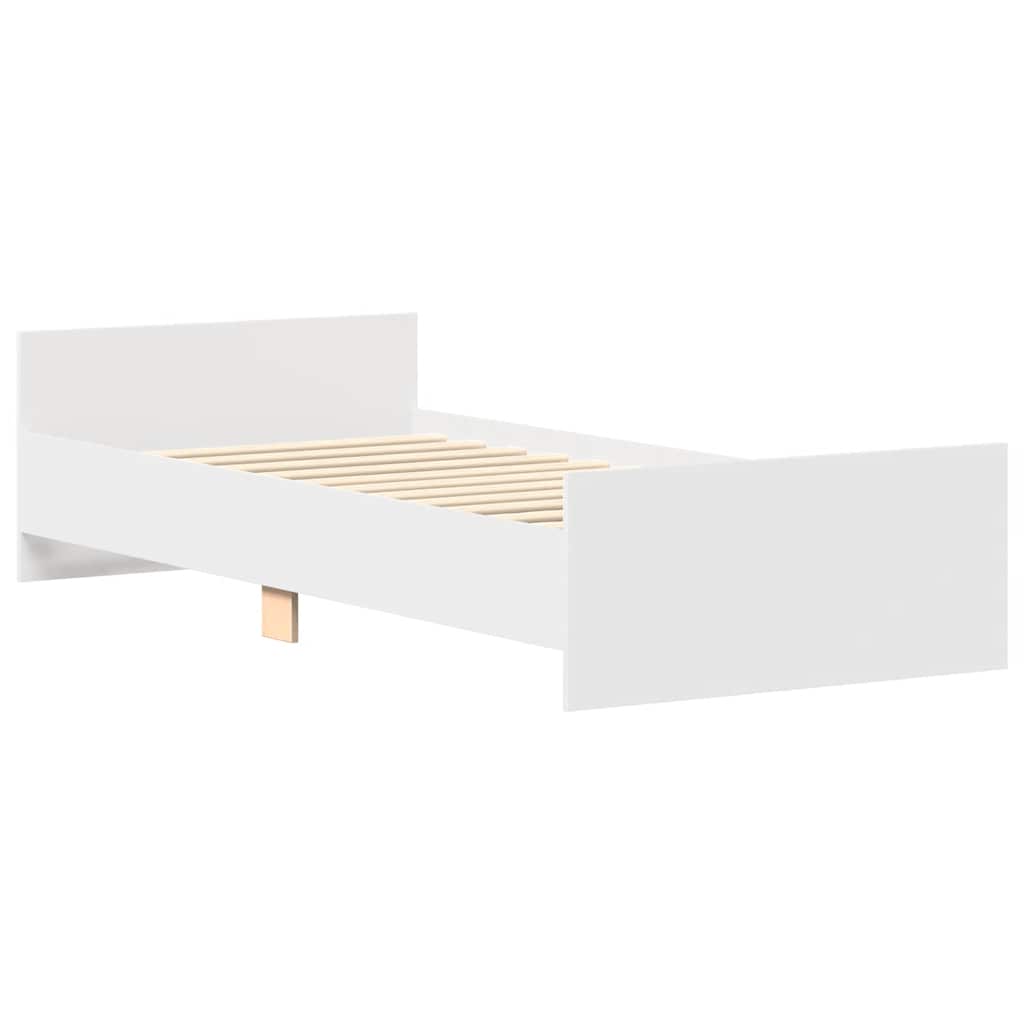 White Small Single Bed Frame 75x190 cm - Engineered Wood