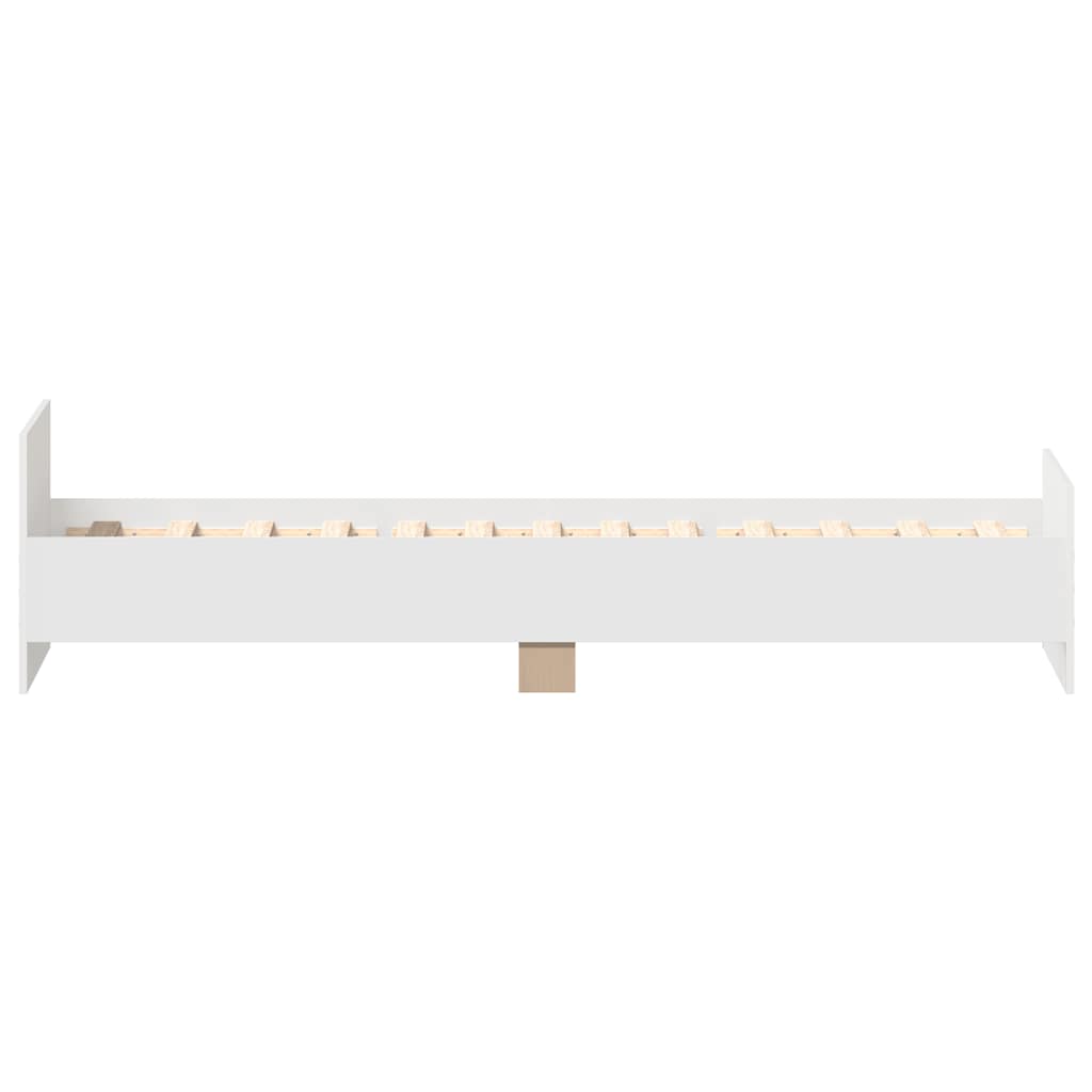 White Small Single Bed Frame 75x190 cm - Engineered Wood