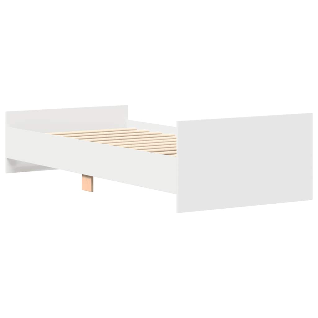 White Small Single Bed Frame 75x190 cm - Engineered Wood