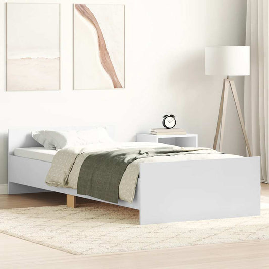 White Small Single Bed Frame 75x190 cm - Engineered Wood