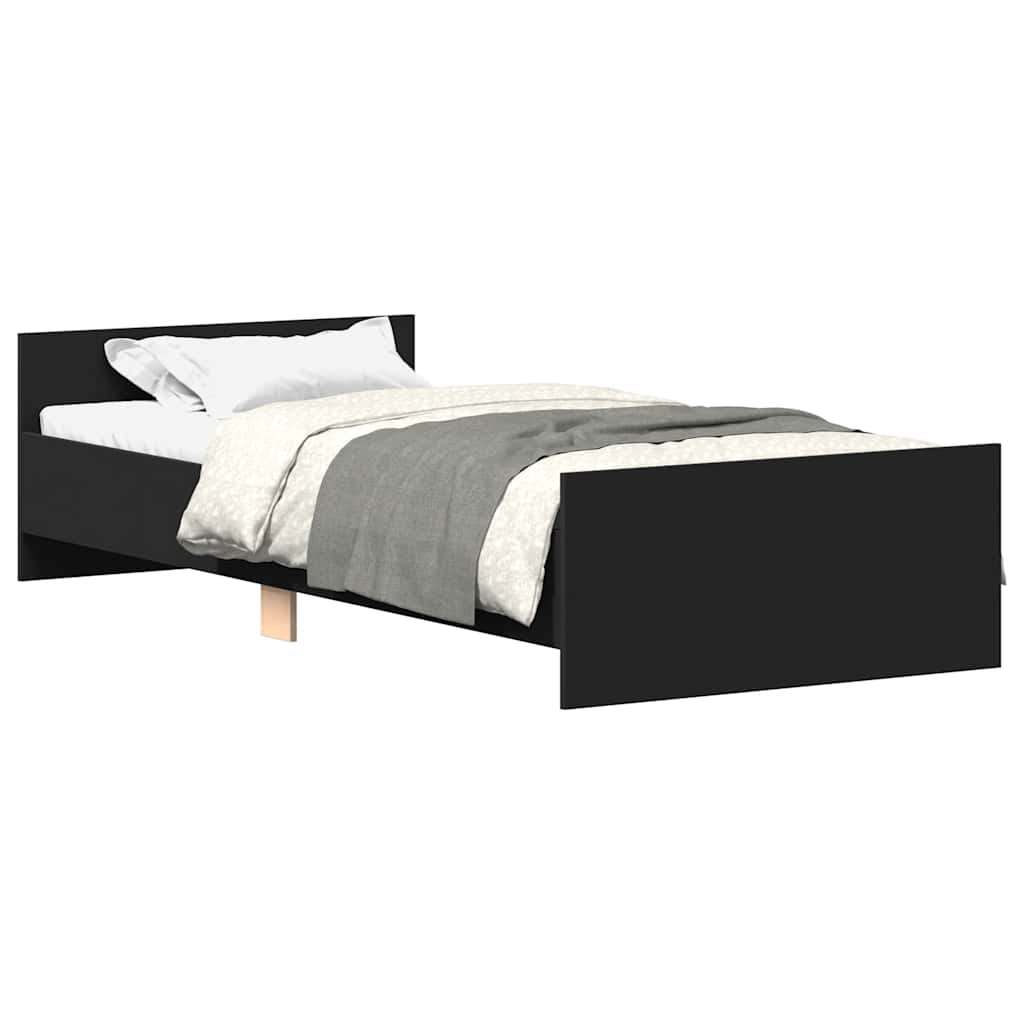 Black Engineered Wood Bed Frame - 75x190 cm Small Single