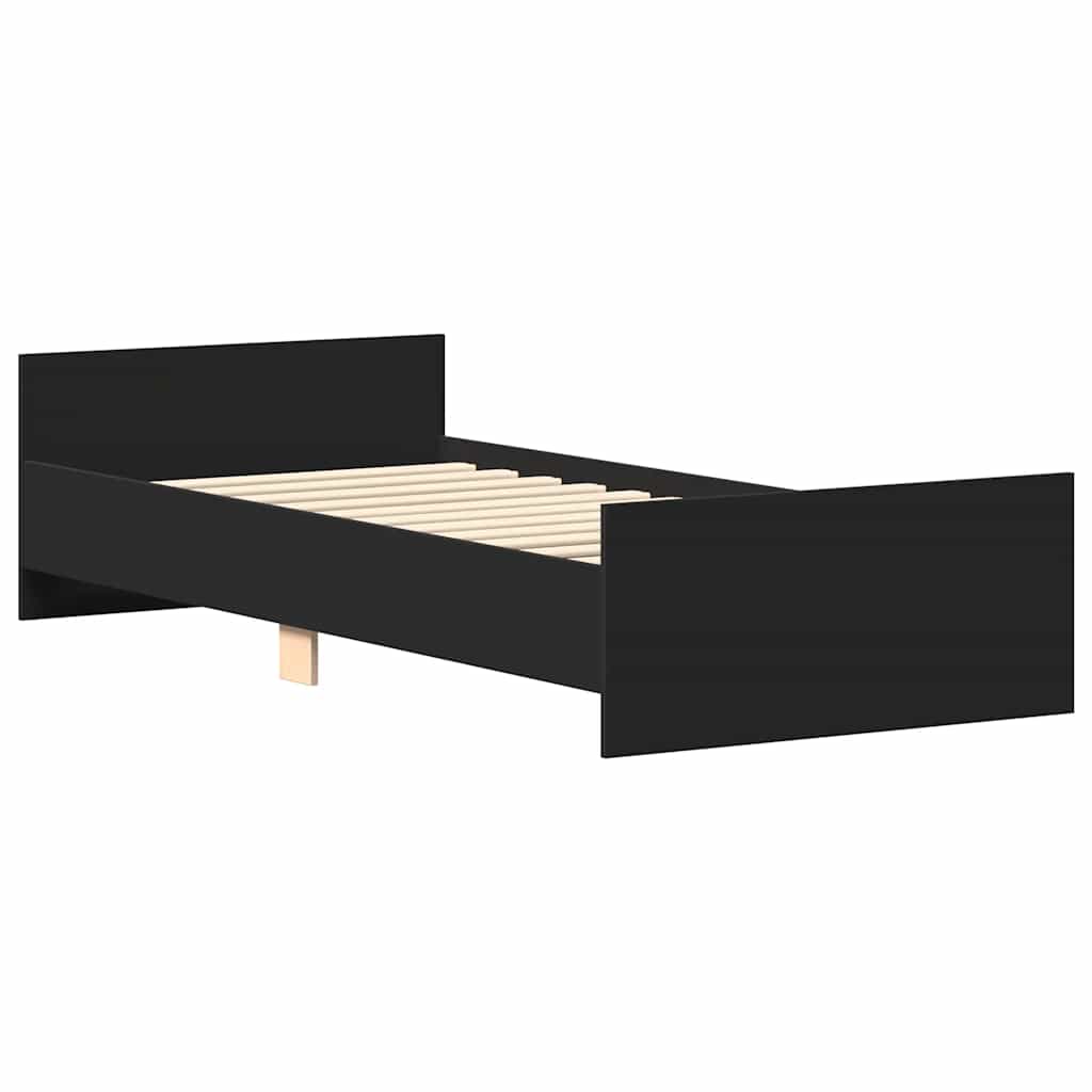 Black Engineered Wood Bed Frame - 75x190 cm Small Single