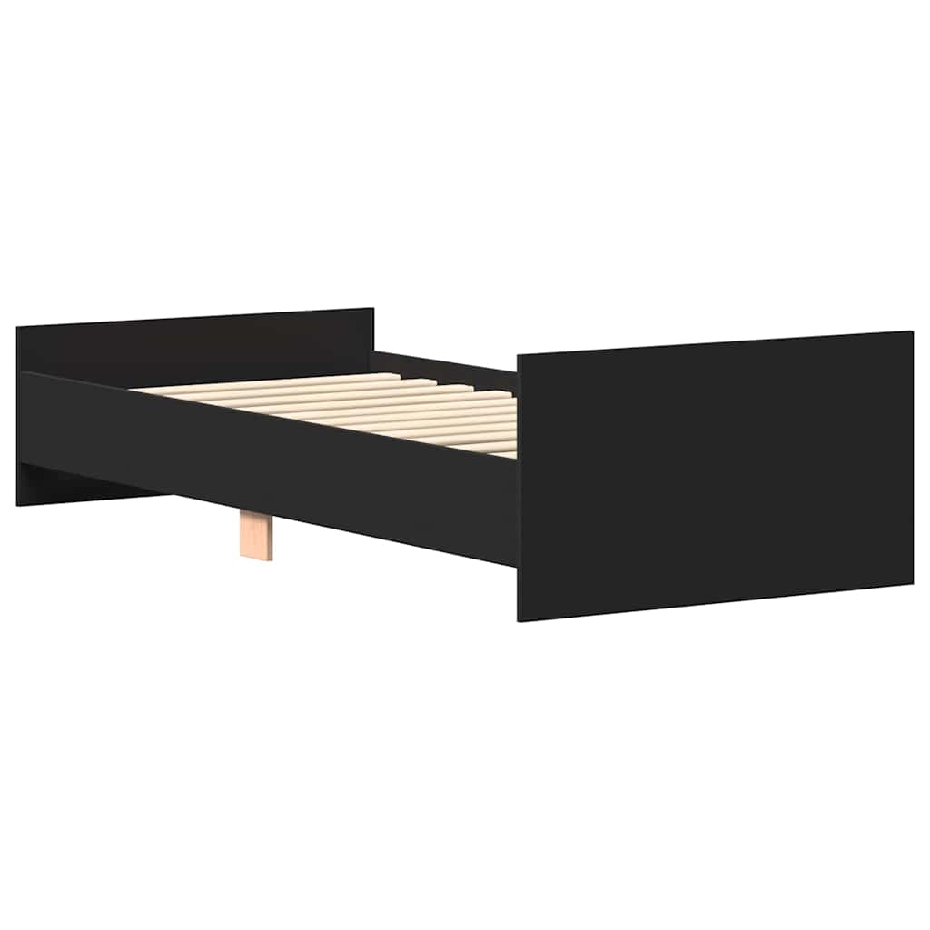 Black Engineered Wood Bed Frame - 75x190 cm Small Single