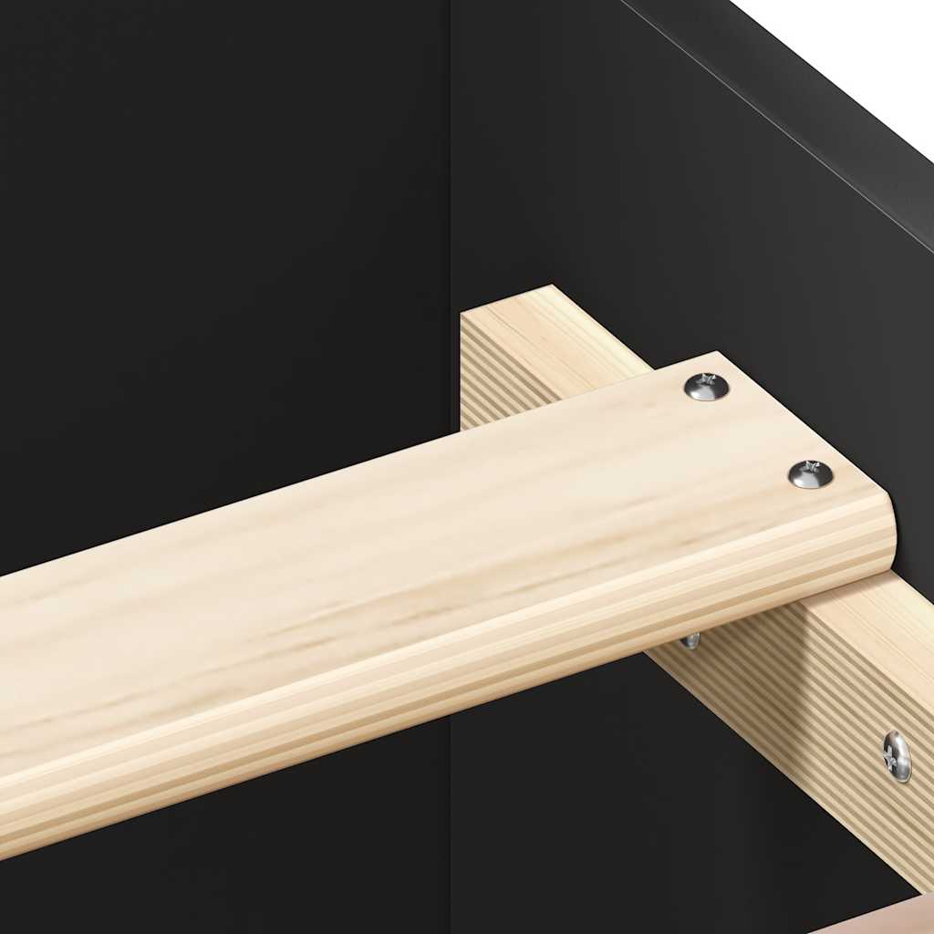 Black Engineered Wood Bed Frame - 75x190 cm Small Single