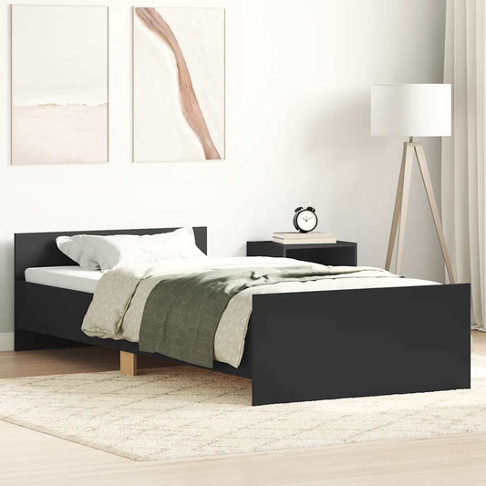 Black Engineered Wood Bed Frame - 75x190 cm Small Single