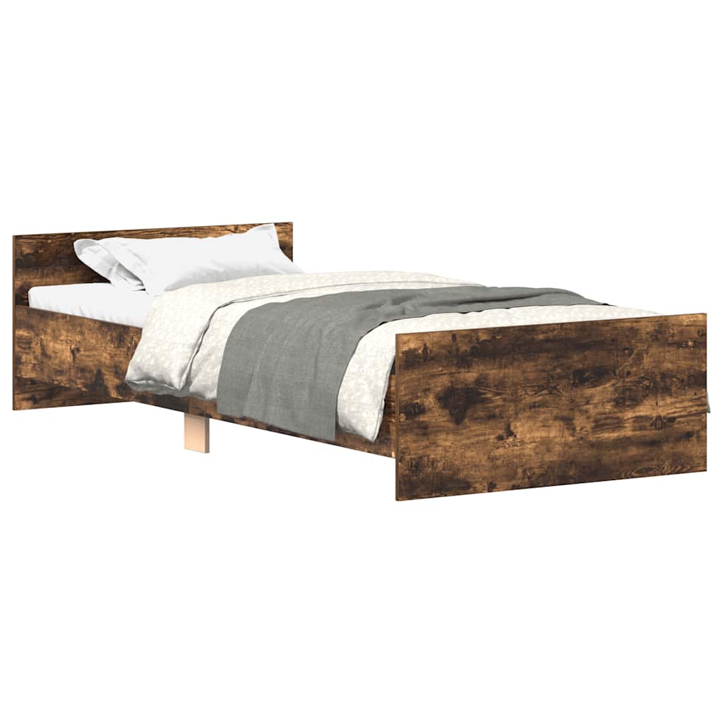 Smoked Oak Bed Frame 75x190 cm - Small Single Engineered Wood