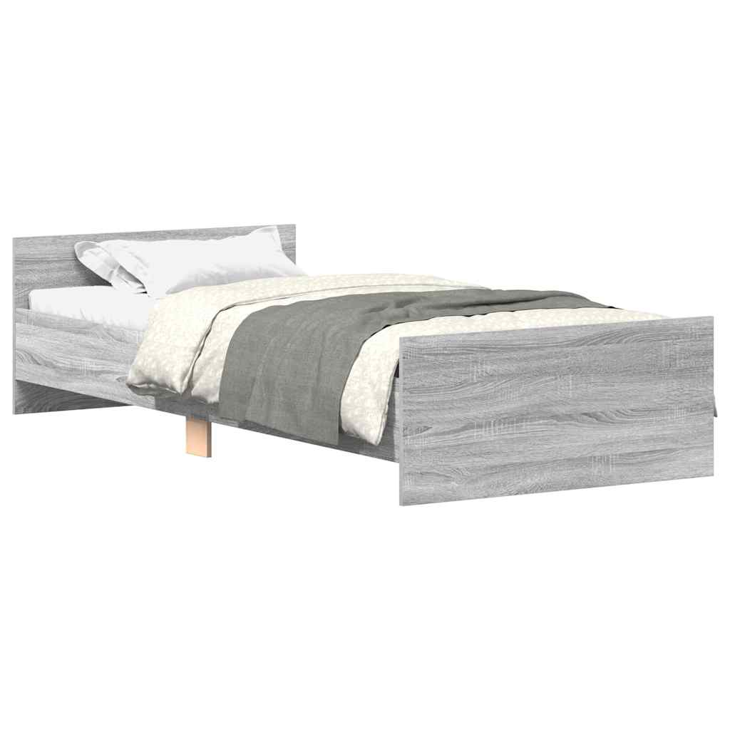 Grey Sonoma Small Single Bed Frame 75x190cm - Engineered Wood