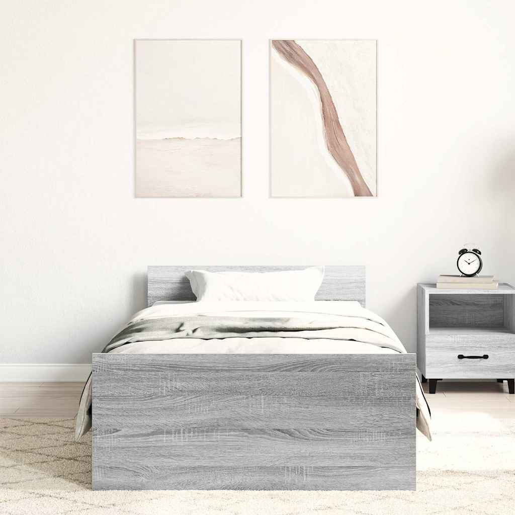 Grey Sonoma Small Single Bed Frame 75x190cm - Engineered Wood