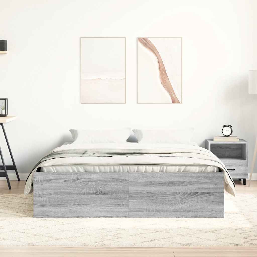 Grey Sonoma Bed Frame - Small Double 120x190 cm, Wood Finish