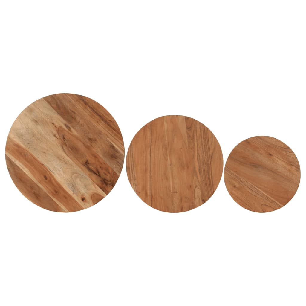 Nesting Coffee Tables 3 pcs Solid Wood Acacia and Iron