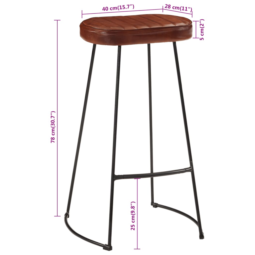 Gavin Dark Brown Bar Stools, Set of 2, 44x37.5x78 cm, Wood Finish
