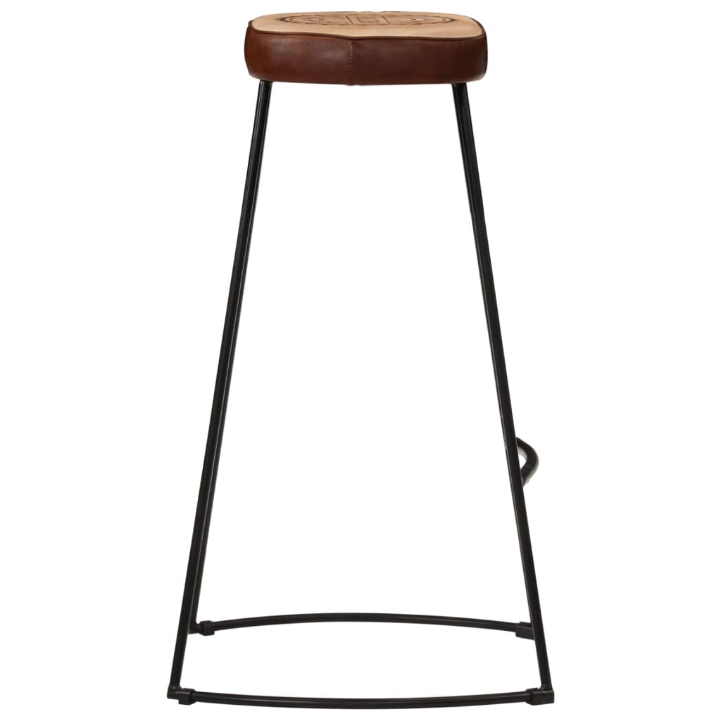 Dark Brown Wooden Bar Stools Set of 2 - 44x37.5x78 cm