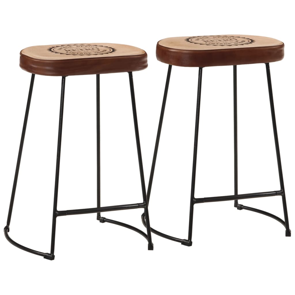 Set of 2 Dark Brown Wooden Bar Stools - 41x29x62 cm
