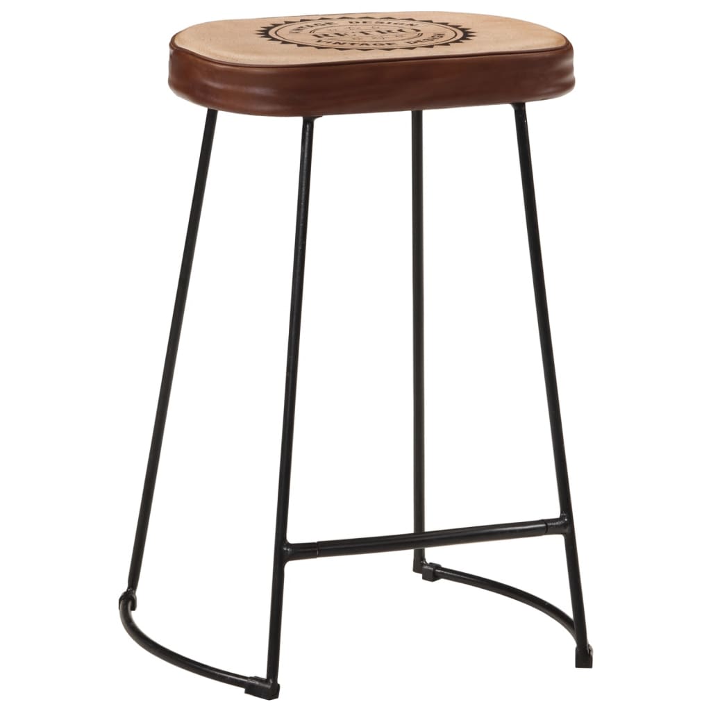 Set of 2 Dark Brown Wooden Bar Stools - 41x29x62 cm
