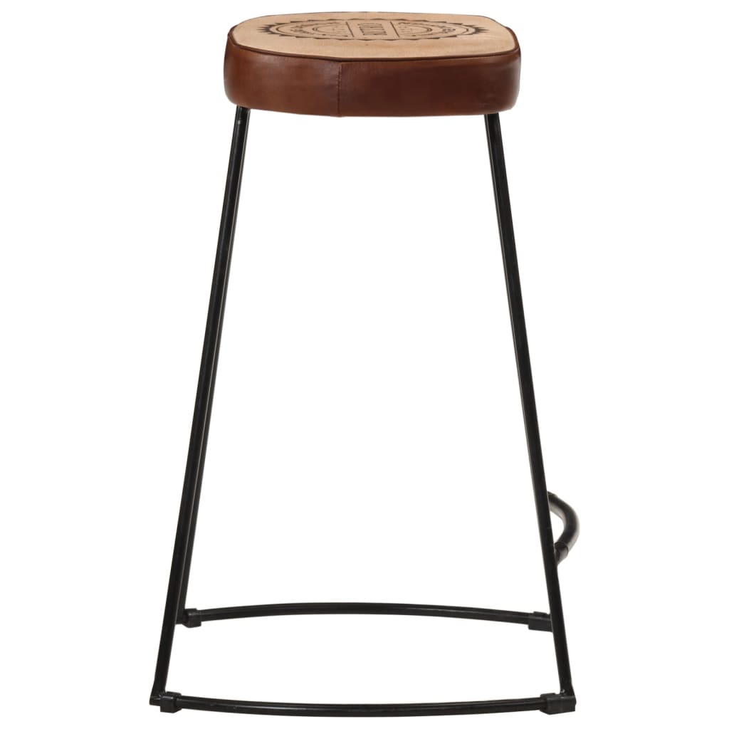 Set of 2 Dark Brown Wooden Bar Stools - 41x29x62 cm