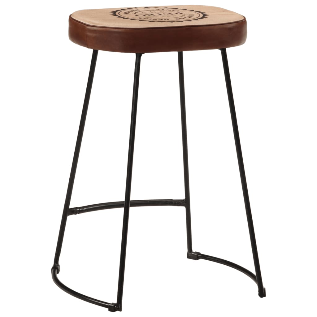 Set of 2 Dark Brown Wooden Bar Stools - 41x29x62 cm