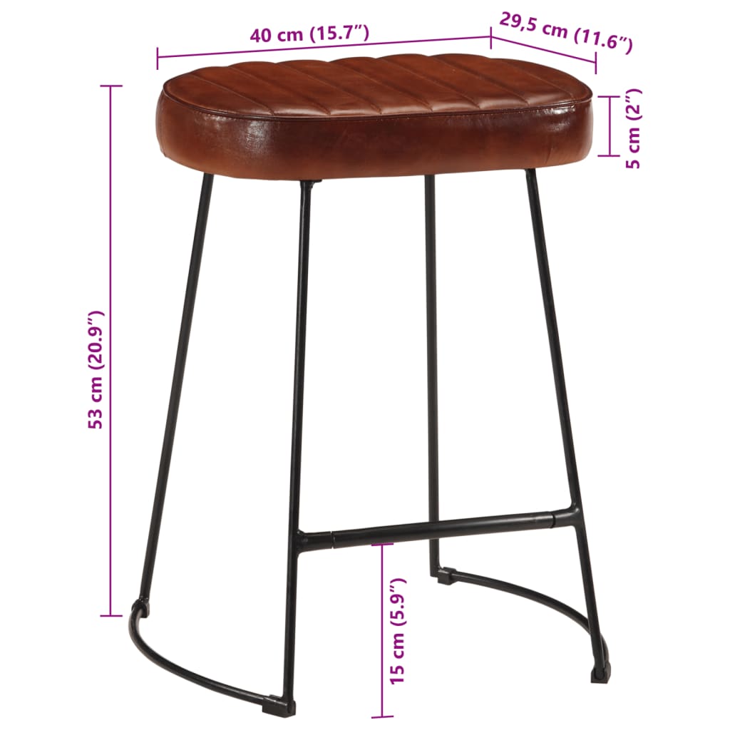 Set of 2 Dark Brown Bar Stools, Wood Finish, 40x29.5x53 cm