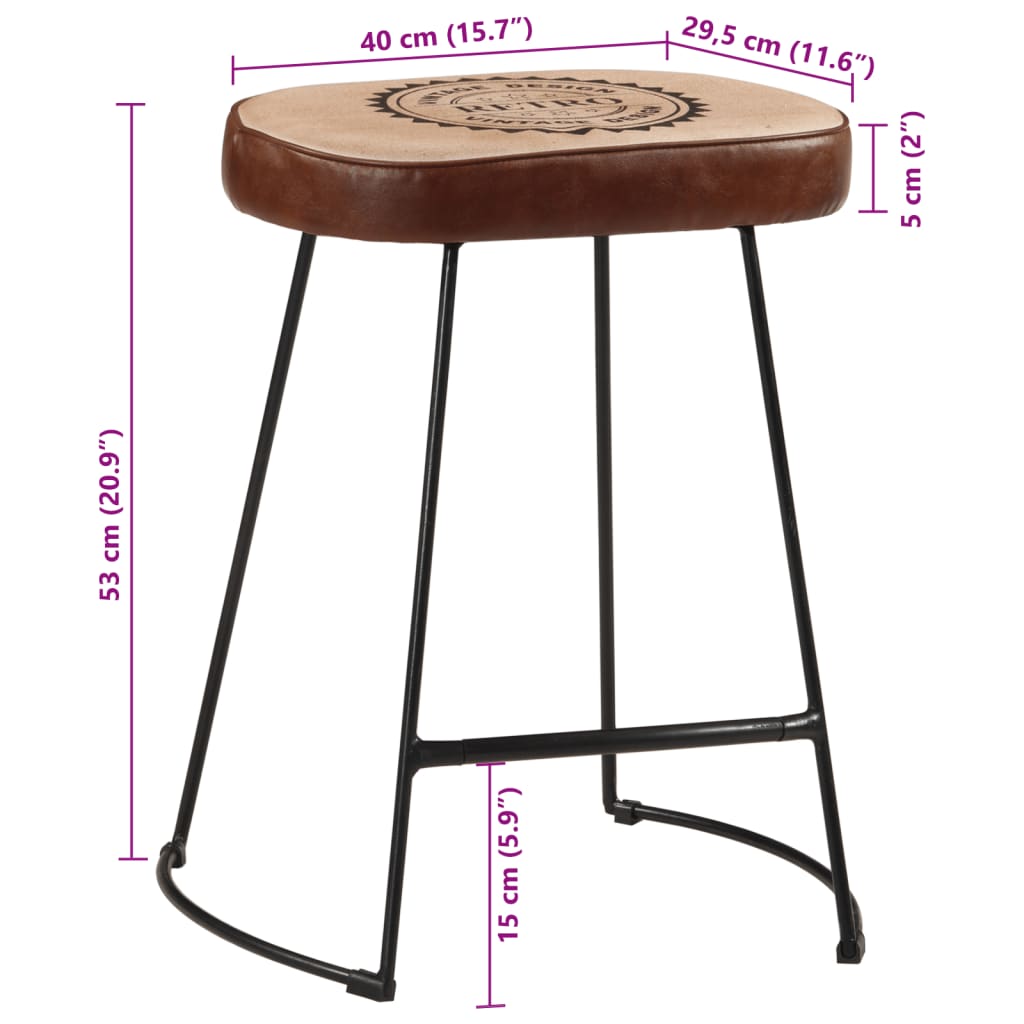 Dark Brown Bar Stools Set of 2, 40x29.5x53 cm, Stylish Seating