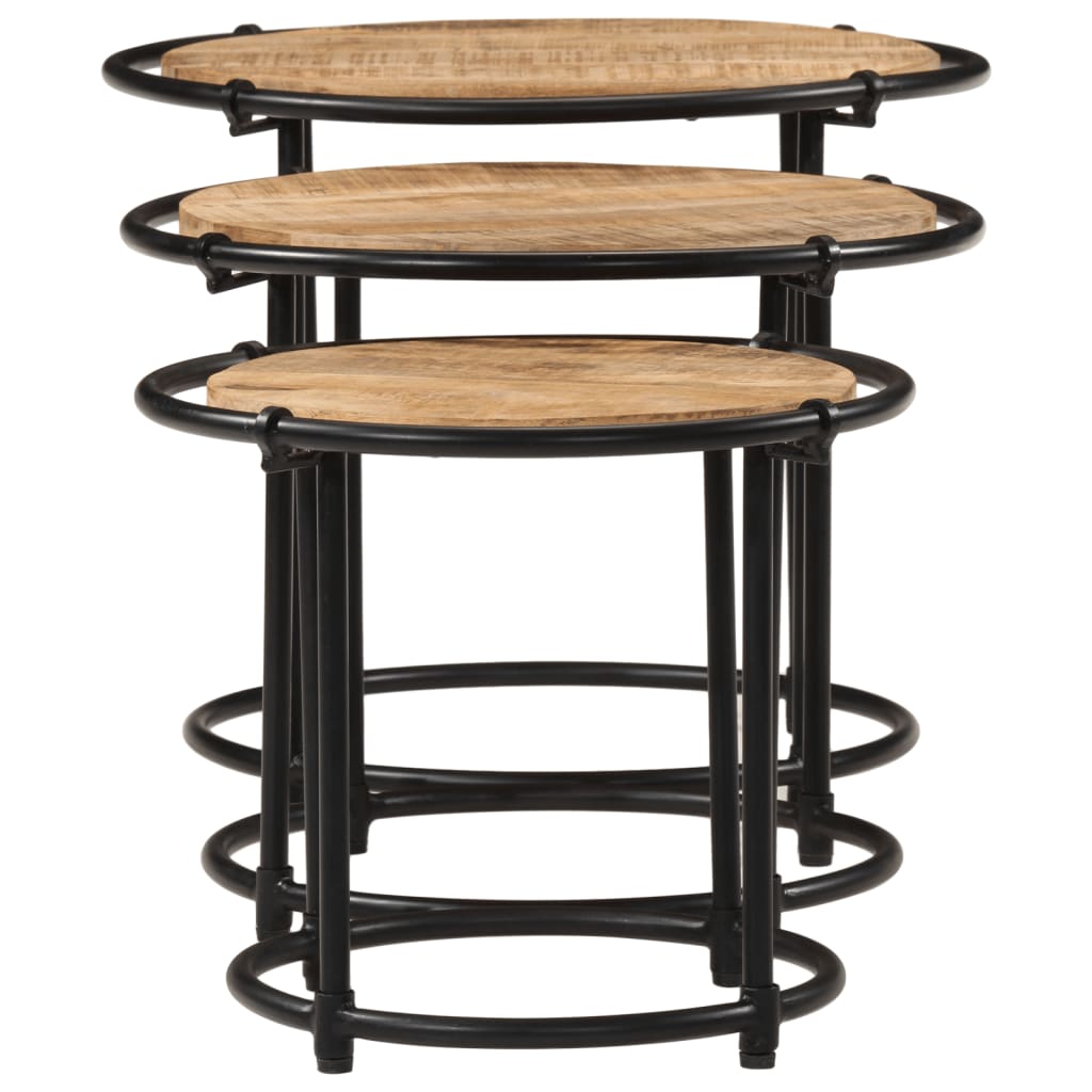 Nesting Tables 3 pcs Solid Rough Wood Mango