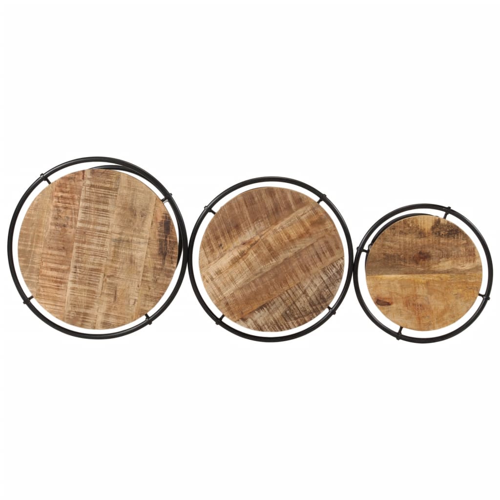 Nesting Tables 3 pcs Solid Rough Wood Mango