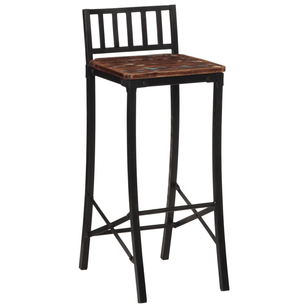 Solid Wood Reclaimed Bar Chairs Set of 2 - Eco-Friendly Seating