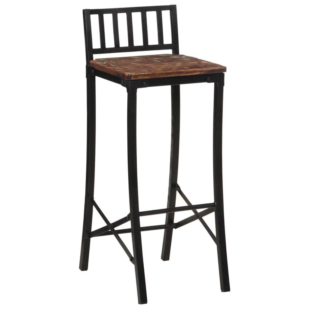 Solid Wood Reclaimed Bar Chairs Set of 2 - Eco-Friendly Seating