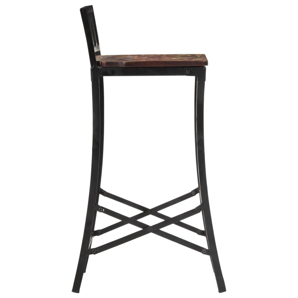 Solid Wood Reclaimed Bar Chairs Set of 2 - Eco-Friendly Seating