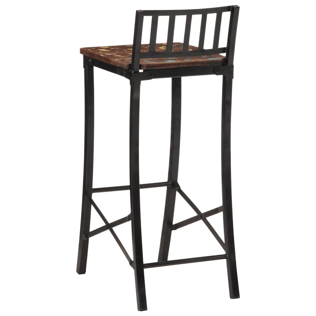 Solid Wood Reclaimed Bar Chairs Set of 2 - Eco-Friendly Seating