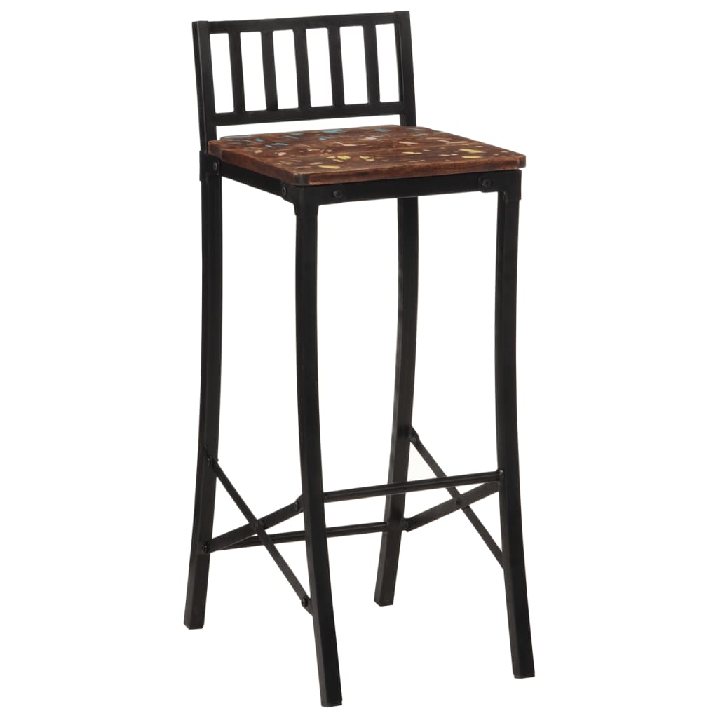 Eco-Friendly Reclaimed Solid Wood Bar Chairs, Set of 4