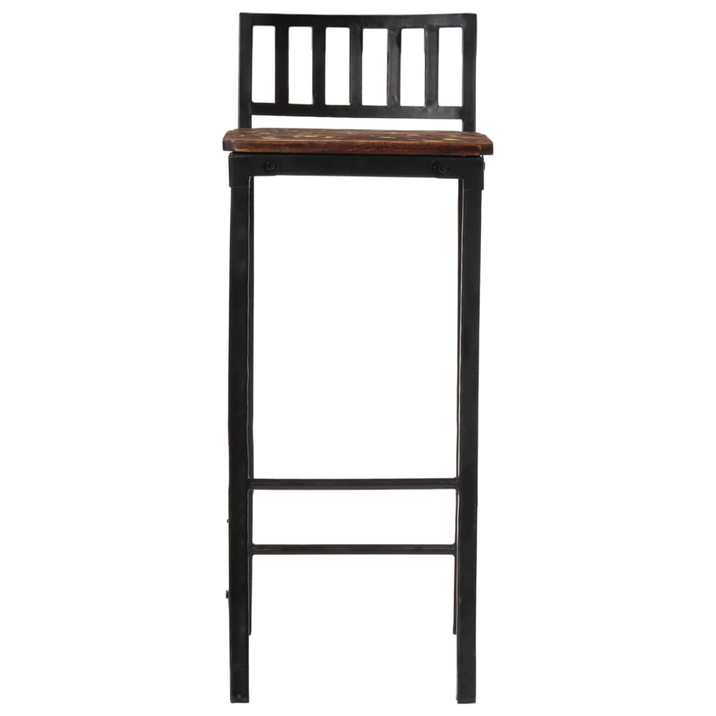 Eco-Friendly Reclaimed Solid Wood Bar Chairs, Set of 4